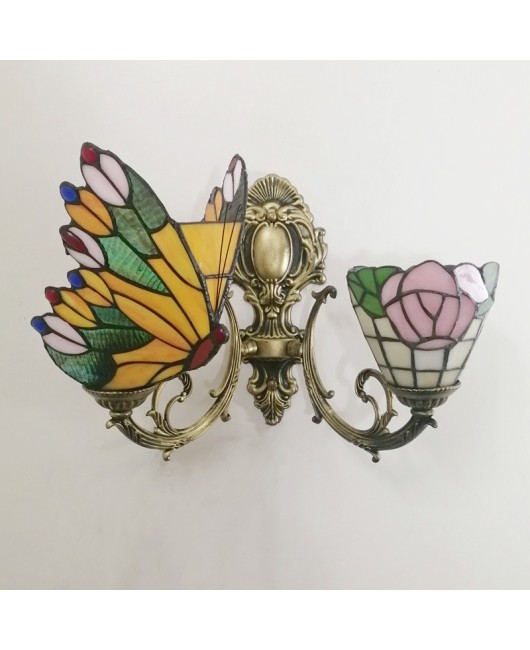 Baohua Tiffany Creative Mediterranean Glass Bedroom Bedhead Wall Light Warm Color Coffee Shop LED Art Mirror Front Light