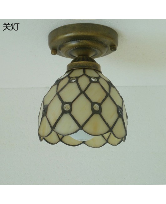 Baohua Tiffany Glass Lighting Ceiling Light Bedroom Balcony Corridor Entrance Corridor Bathroom European Special Offer