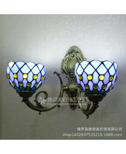 Manufacturer wholesale colored glass lamps Tiffany lighting Mediterranean beads blue minimalist wall lamp mirror headlights