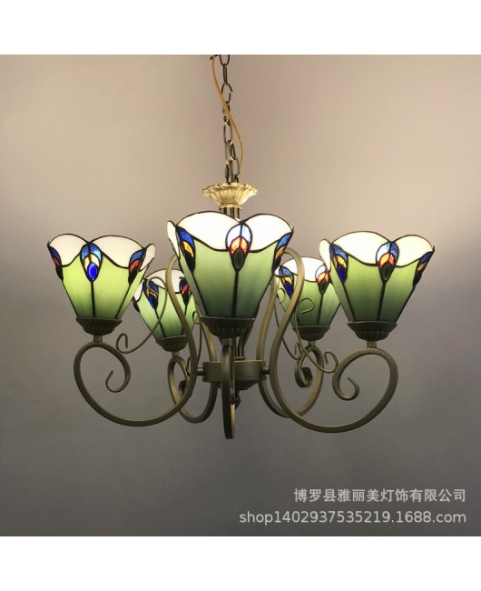 Baohua Tiffany European style countryside creative living room, bedroom, dining room, hallway, chandelier, club, coffee pipe shop, retro style hanging