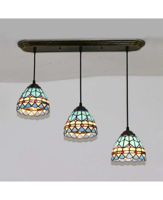 Supply Tiffany living room pendant lights, Mediterranean glass hotel non-standard engineering lighting fixtures, one piece dropshipping, special promotion