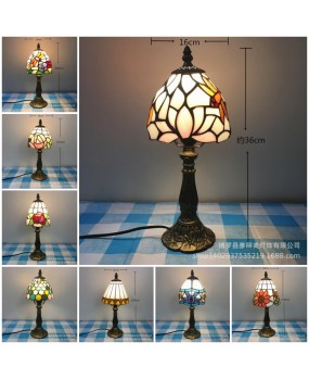 Nordic retro Tiffany foreign trade desk lamp bedroom creative glass restaurant desk warm bedside lamp