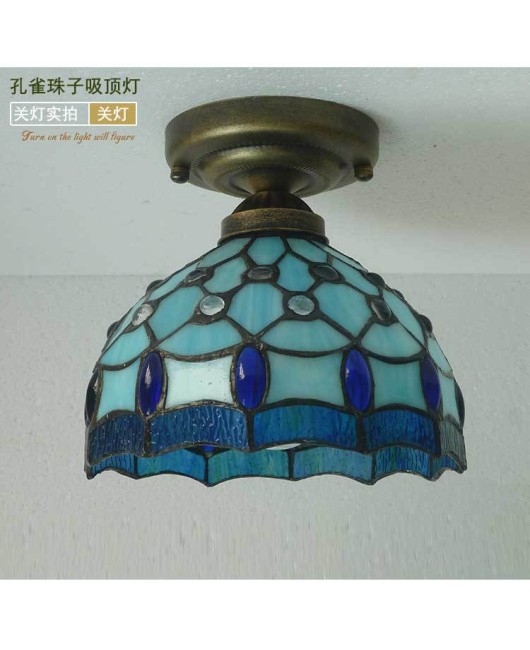 Baohua Tiffany Glass Lighting Ceiling Light Bedroom Balcony Corridor Entrance Corridor Bathroom European Special Offer