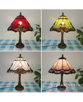 Colorful glass retro lighting Tiffany European resin high-end hotel bedside desk lamp clearance promotion