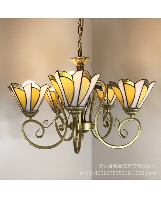 Baohua Tiffany European style countryside creative living room, bedroom, dining room, hallway, chandelier, club, coffee pipe shop, retro style hanging