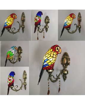 Rural restaurant, bar, clubhouse entrance wall lamp, European style villa hallway balcony lamp, Tiffany bedside parrot wall lamp