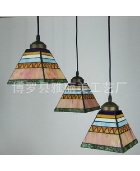 Wholesale foreign trade LED retro personalized creative lighting, dropshipping Tiffany colored glass decorative pendant light