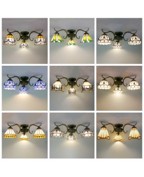 Tiffany Art Light American Country Small Ceiling Light Balcony Mediterranean Light Corridor Countryside Style Multi Head