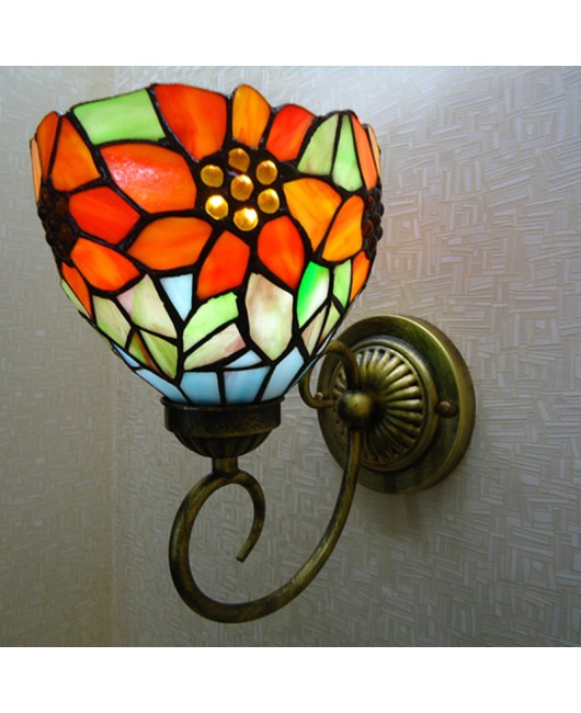 A dropshipping LED sunflower creative wall lamp corridor glass Tiffany wall lamp corridor single head wall lamp