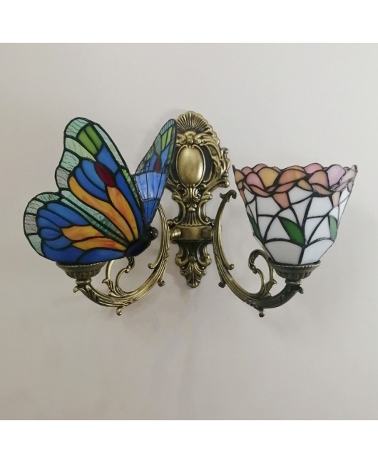 Baohua Tiffany Colored Glass Mediterranean Balcony Corridor Hotel Guest Dining Room Bedroom Bar Smart Wall Light