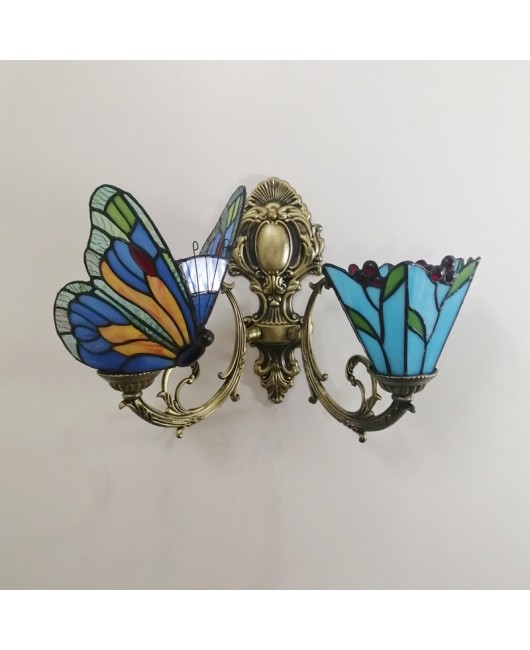 Baohua Tiffany Colored Glass Mediterranean Balcony Corridor Hotel Guest Dining Room Bedroom Bar Smart Wall Light