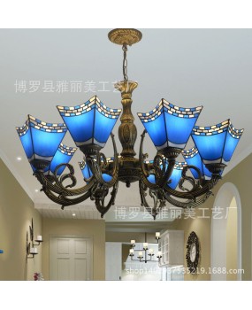 Supply Mediterranean Creative Iron Pendant One Piece dropshipping Tiffany Mediterranean Hotel Engineering Restaurant Lighting