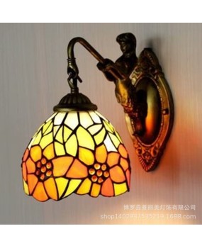 Tiffany Lamp European Countryside Modern Chinese Home Living Room Bedlight Sunflower Mirror Front Light Double Headed Wall Light