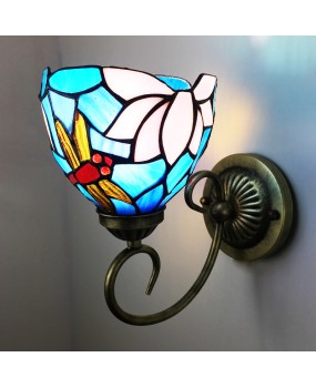 Tiffany Dragonfly LED Bedroom European Creative Bedhead Wall Light One Piece Replacement for Indoor Hotel Bedlight