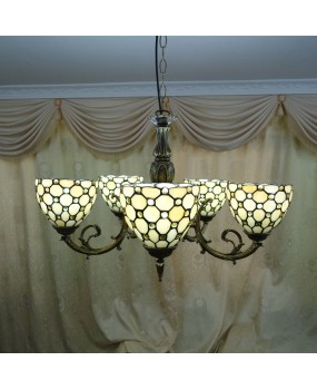 Manufacturer wholesale Baohua Tiffany European style glass lighting fixtures for living rooms, bedrooms, study rooms, home multi head pendant lights, LED lights