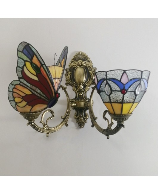 Baohua Tiffany Colored Glass Mediterranean Balcony Corridor Hotel Guest Dining Room Bedroom Bar Smart Wall Light