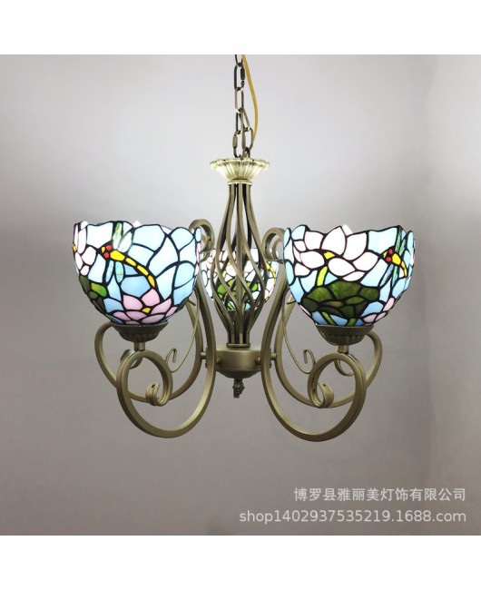 Baohua Tiffany European style countryside creative living room, bedroom, dining room, hallway, chandelier, club, coffee pipe shop, retro style hanging