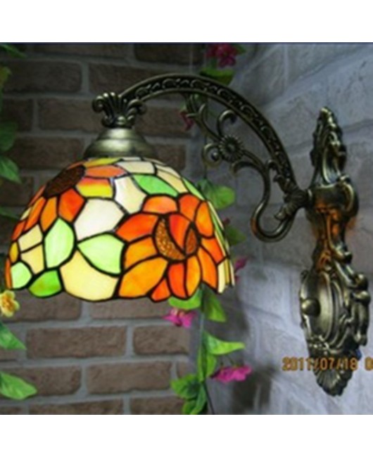 A dropshipping LED sunflower creative wall lamp corridor glass Tiffany wall lamp corridor single head wall lamp