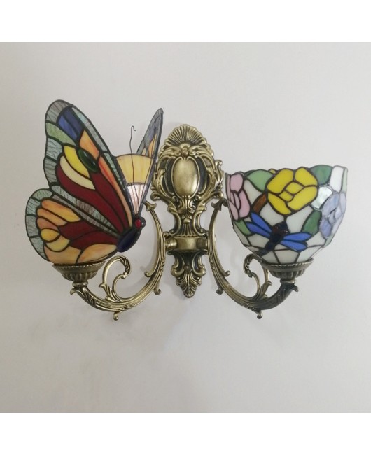 Baohua Tiffany Colored Glass Mediterranean Balcony Corridor Hotel Guest Dining Room Bedroom Bar Smart Wall Light