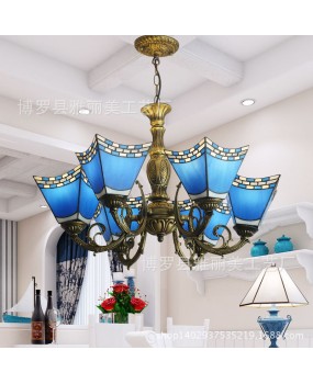 Supply Mediterranean Creative Iron Pendant One Piece dropshipping Tiffany Mediterranean Hotel Engineering Restaurant Lighting