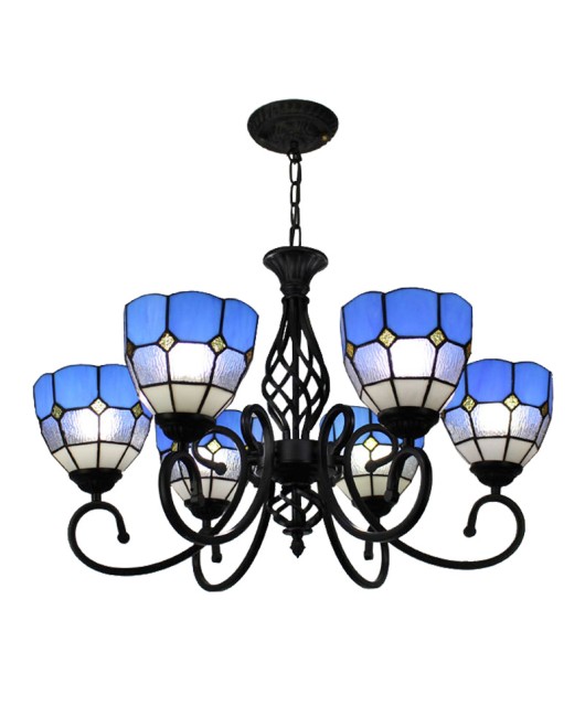 A dropshipping creative wrought iron coffee shop pendant light supply Tiffany Mediterranean style bedroom living room lighting fixtures