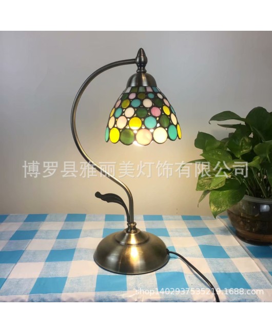 Baohua Cross border Creative Eye Protection Reading Desk Lamp Mediterranean Countryside Student Flower and Bird Desk Lamp Bedroom Bedhead Nightlight