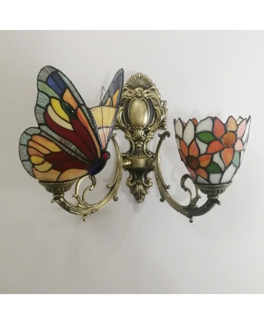 Baohua Tiffany Colored Glass Mediterranean Balcony Corridor Hotel Guest Dining Room Bedroom Bar Smart Wall Light