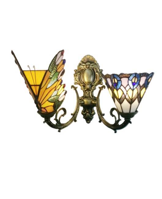 Baohua Tiffany Creative Mediterranean Glass Bedroom Bedhead Wall Light Warm Color Coffee Shop LED Art Mirror Front Light