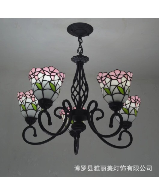 Baohua Tiffany Rural Resumption of Work European style Atmospheric Living Room Pendant Light Bedroom Dining Room Study Pendant Light Iron Home Decoration Light