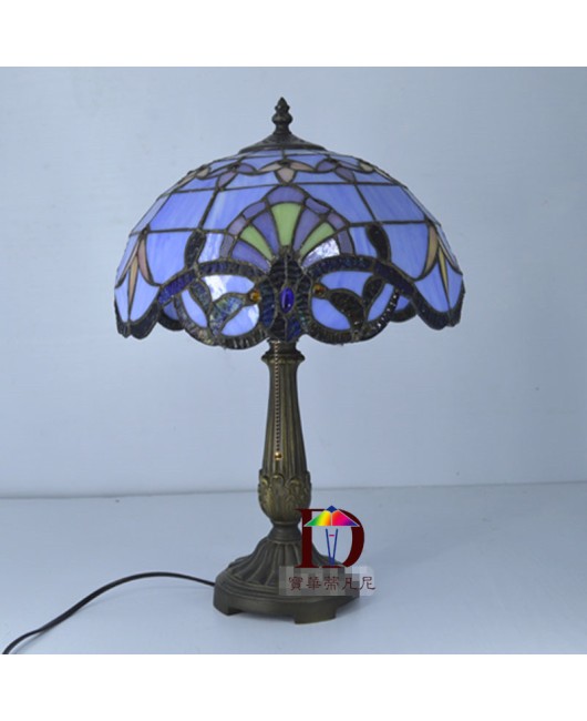 Baohua Tiffany colored glass lighting, European Mediterranean retro lighting, desk lamp, bedside lamp, restaurant bar desk lamp