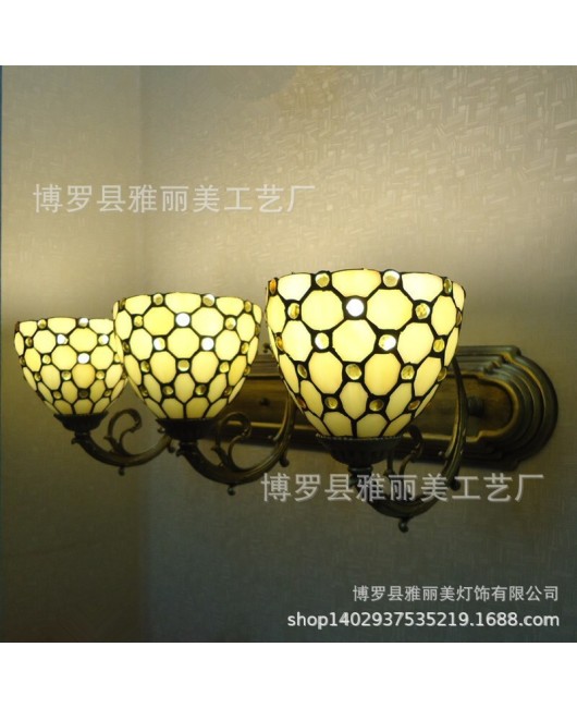 Manufacturer wholesale colored glass lamps Tiffany lighting Mediterranean beads blue minimalist wall lamp mirror headlights