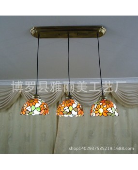 Glass Tiffany Lighting Sunflower Countryside Pendant Bar Restaurant Courtyard Study Balcony 3-piece Pendant Wholesale