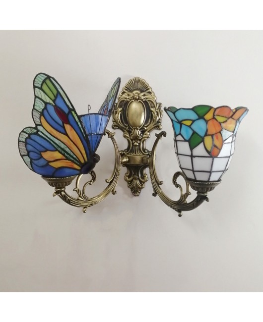 Baohua Tiffany Colored Glass Mediterranean Balcony Corridor Hotel Guest Dining Room Bedroom Bar Smart Wall Light