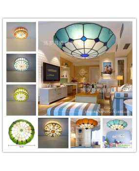 Wholesale Tiffany Lighting Mediterranean Ceiling Light One Piece dropshipping Round Living Room Bedroom LED Ceiling Light