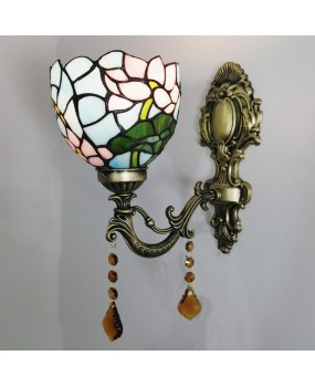 European Mediterranean Corridor Balcony Bedhead Glass Wall Light Tiffany Colored Glass Countryside Mirror Front Lighting