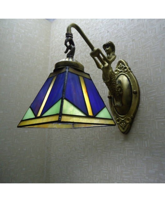 A dropshipping promotional lighting fixture Tiffany Glass Mediterranean Creative Iron Bedroom Bedhead Hotel Balcony Wall Light