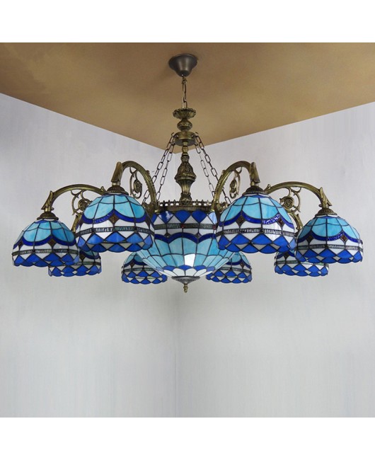 Chandelier Wholesale: Baohua Tiffany Glass Mediterranean Multi story Multi head Duplex Hotel Restaurant Clubhouse Chandelier