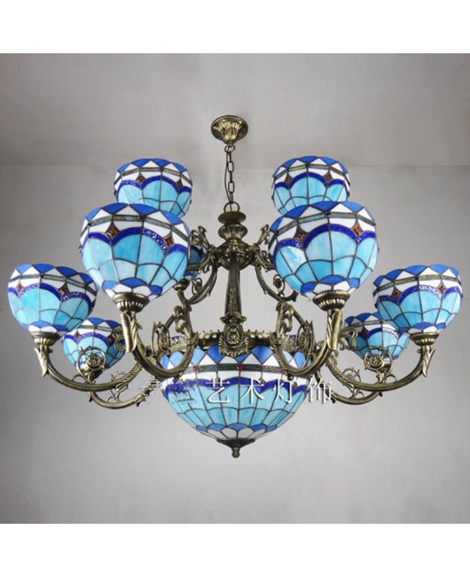 Chandelier Wholesale: Baohua Tiffany Glass Mediterranean Multi story Multi head Duplex Hotel Restaurant Clubhouse Chandelier