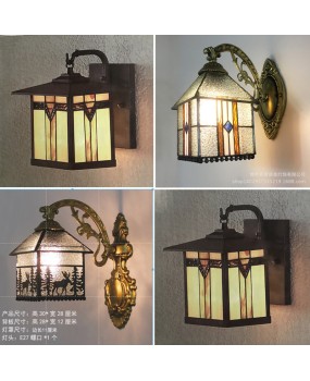 Baohua's new Tiffany glass European Mediterranean minimalist retro bedroom, living room, balcony wall lamp, one piece dropshipping