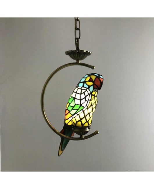 Colorful glass chandelier, restaurant light, creative and personalized bar counter, bird light, coffee shop, bedroom, Tiffany lighting, parrot