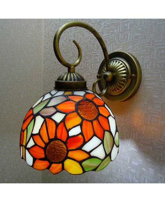 A dropshipping LED sunflower creative wall lamp corridor glass Tiffany wall lamp corridor single head wall lamp