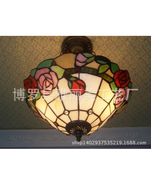 One piece dropshipping Nordic retro rose creative corridor balcony pendant light wholesale Nordic wrought iron personalized creative lighting