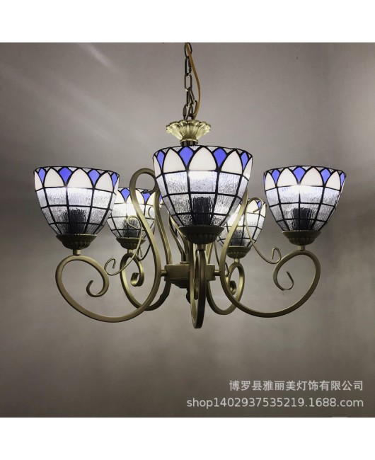 Baohua Tiffany European style countryside creative living room, bedroom, dining room, hallway, chandelier, club, coffee pipe shop, retro style hanging