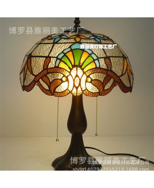 Discounted European Baroque Warm Colors Warm Bedhead Desk Lamp, Study Desk Lamp, Colored Glass Desk Lamp