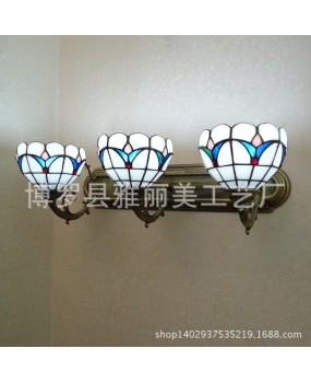 3-head wall lamp, bedroom bedside mirror, front lamp, bathroom balcony lamp, European Tiffany fashion, simple and creative lighting fixtures