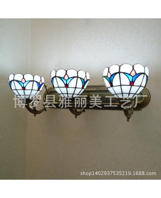 3-head wall lamp, bedroom bedside mirror, front lamp, bathroom balcony lamp, European Tiffany fashion, simple and creative lighting fixtures