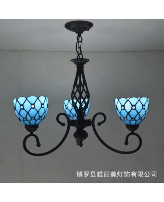 Baohua Tiffany Rural Resumption of Work European style Atmospheric Living Room Pendant Light Bedroom Dining Room Study Pendant Light Iron Home Decoration Light