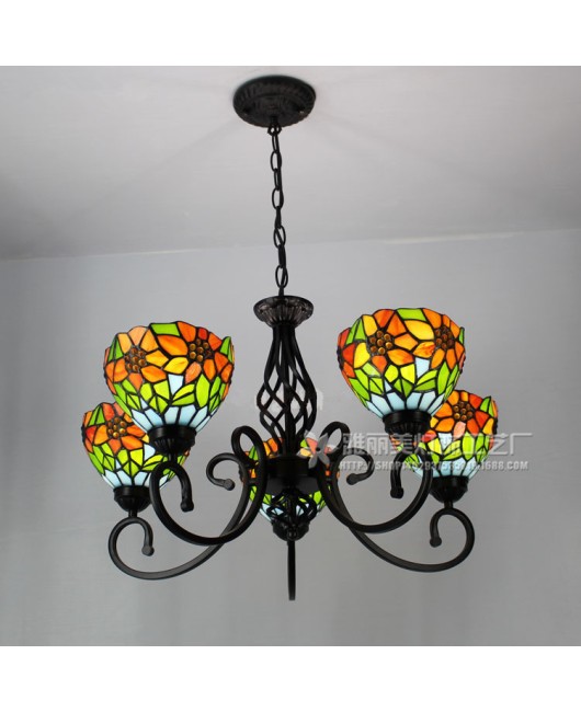 Discounted Home Chandelier Tiffany Lamp Countryside Living Room Bedroom Dining Room Hotel Room Chandelier Sunflower Chandelier