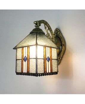 Baohua's new Tiffany glass European Mediterranean minimalist retro bedroom, living room, balcony wall lamp, one piece dropshipping