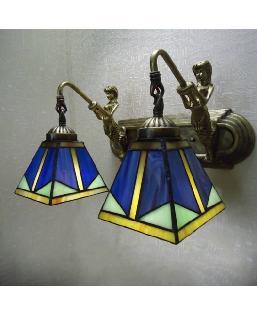 A dropshipping promotional lighting fixture Tiffany Glass Mediterranean Creative Iron Bedroom Bedhead Hotel Balcony Wall Light